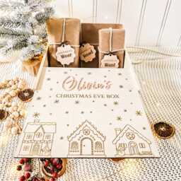 Personalized Wooden Christmas Eve Box, Family Xmas Eve, Reusable Box - thumbnail 3