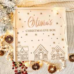 Personalized Wooden Christmas Eve Box, Family Xmas Eve, Reusable Box - thumbnail 1