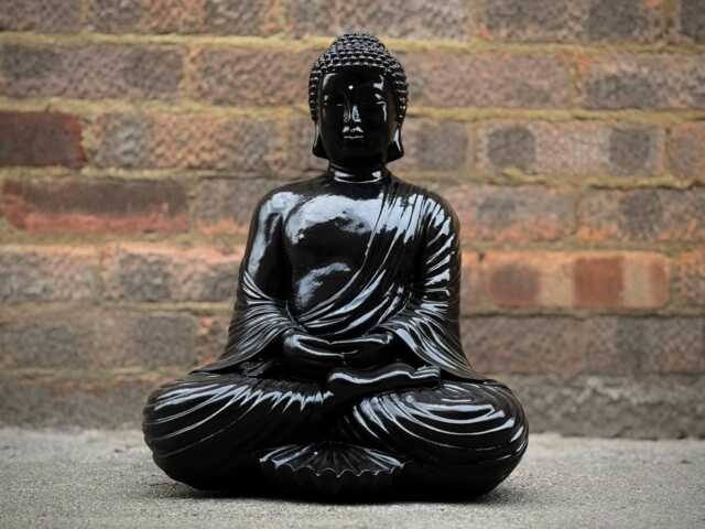 Stone Black Buddha Statue Concrete Meditation Sculpture Japanese Ornament Zen Garden Decoration Buddha Lover Gift Yard Art - image 1