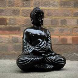 Stone Black Buddha Statue Concrete Meditation Sculpture Japanese Ornament Zen Garden Decoration Buddha Lover Gift Yard Art - thumbnail 3
