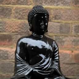 Stone Black Buddha Statue Concrete Meditation Sculpture Japanese Ornament Zen Garden Decoration Buddha Lover Gift Yard Art - thumbnail 2