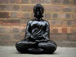 Stone Black Buddha Statue Concrete Meditation Sculpture Japanese Ornament Zen Garden Decoration Buddha Lover Gift Yard Art - thumbnail 1