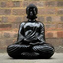 Stone Black Buddha Statue Concrete Meditation Sculpture Japanese Ornament Zen Garden Decoration Buddha Lover Gift Yard Art - thumbnail 4