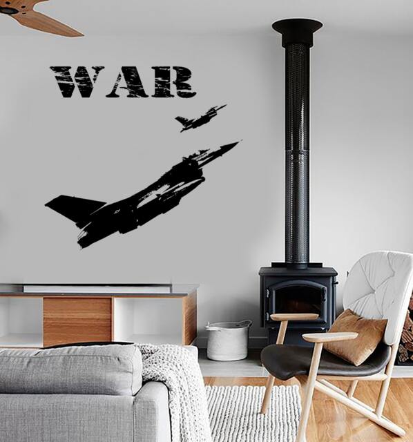 Wall Vinyl Jet Military Aircraft Airplane War Guaranteed Quality Decal Mural Art 1656Dz - image 1