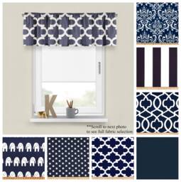Custom Navy Blue Valance - Premier Prints Modern Window Treatments - Choose Your Size Curtain Topper - Straight Or Wavy Valance - thumbnail 1