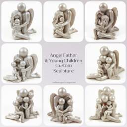 Custom Family Memorial Sculpture Loss Of Father, Angel Dad Gift - thumbnail 2