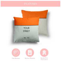Property Board Style Personalised Cushion Custom Door Number Street Name & Background Colour Fun Home Decor Gift For Housewarming - thumbnail 4