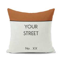 Property Board Style Personalised Cushion Custom Door Number Street Name & Background Colour Fun Home Decor Gift For Housewarming - thumbnail 1
