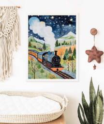 Train Print, Wall Art, Steam Poster, Boys Room Kids Decor, Playroom Decor - thumbnail 1