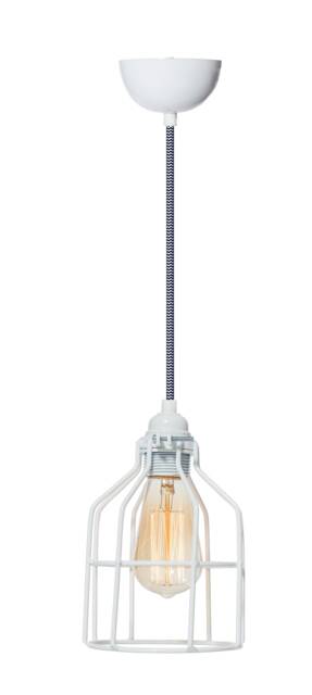 No.15 Industrial Pendant in White - Cage Lamp - image 1