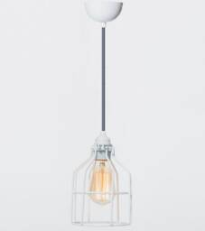 No.15 Industrial Pendant in White - Cage Lamp - thumbnail 2