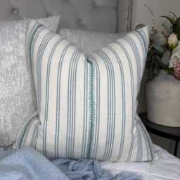 striped Embroidered Cushion Cover Heritage Grey Diderot John Lewis Fabric Cotton Square Double Sided - thumbnail 1