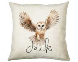 Personalised Owl Cushion Gift Printed Name Design - Throw Pillow For Him Her Wild Birds Of Prey Lover Idea Smc011 - thumbnail 1