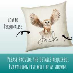 Personalised Owl Cushion Gift Printed Name Design - Throw Pillow For Him Her Wild Birds Of Prey Lover Idea Smc011 - thumbnail 3