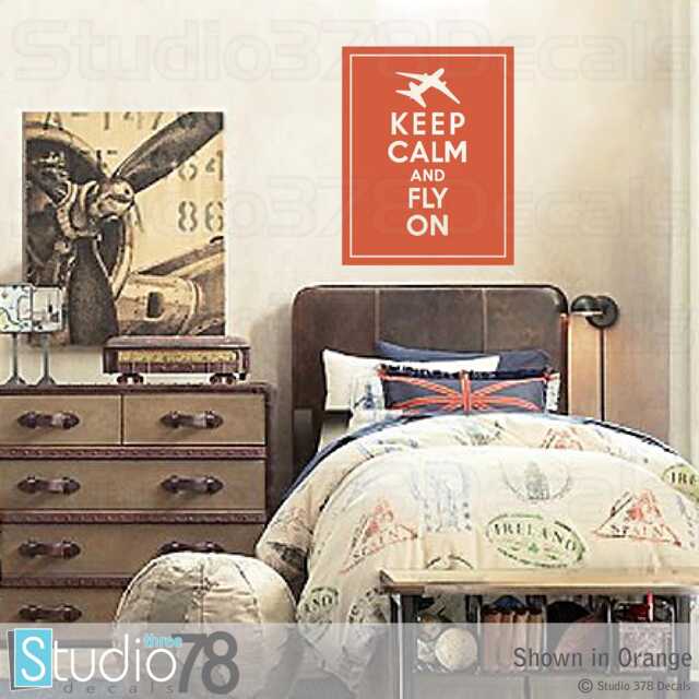 Keep Calm & Fly On Vinyl Decal - Airplane Nursery Decor Aviation - 11x14 - image 1