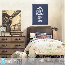 Keep Calm & Fly On Vinyl Decal - Airplane Nursery Decor Aviation - 11x14 - thumbnail 3