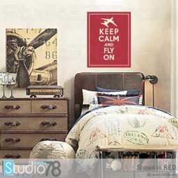 Keep Calm & Fly On Vinyl Decal - Airplane Nursery Decor Aviation - 11x14 - thumbnail 2
