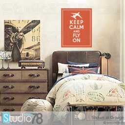 Keep Calm & Fly On Vinyl Decal - Airplane Nursery Decor Aviation - 11x14 - thumbnail 1
