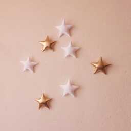 7 Gold Star Wall Hanging, Nursery Decor, Baby Shower, Sky Nursery Wall Decor, Fabric Gold Stars, Stimulating Stars - thumbnail 2