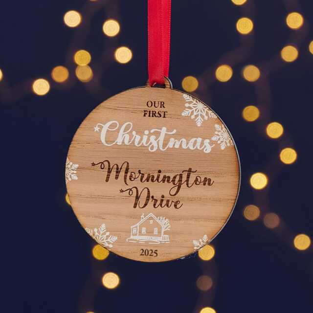 First Christmas New Home Wooden Tree Decoration- Couples First New House Tree Decoration - image 1