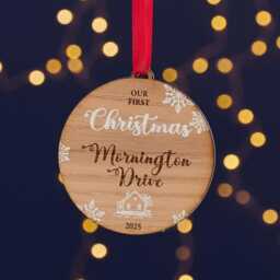 First Christmas New Home Wooden Tree Decoration- Couples First New House Tree Decoration - thumbnail 1