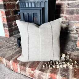 1527. Rustic Plum Stripe, 100% Linen Cushion Cover, Various Sizes Available - thumbnail 1