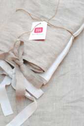 Linen Pillowcase With Ties White & Oatmeal, Pure Bedding - thumbnail 1