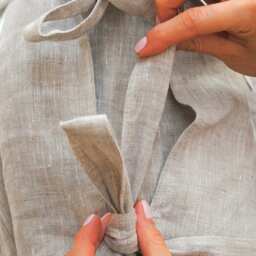 Linen Pillowcase With Ties White & Oatmeal, Pure Bedding - thumbnail 2