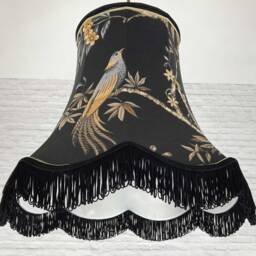 Black & Gold Traditional Lampshade, Retro Vintage Ceiling Table Bird Pattern Light Shade - thumbnail 2