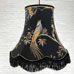 Black & Gold Traditional Lampshade, Retro Vintage Ceiling Table Bird Pattern Light Shade - thumbnail 3