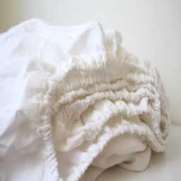 White Linen Fitted Crib Sheet Country Cottage Baby Bedding - Us Size - thumbnail 1