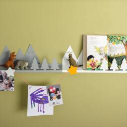 Mountain Shelf, Floating Wall Shelf in Metal, Magnetic Snow For Hang Pics & Drawings, Kids Room, Nursery Shelves, Ledge, Christmas Gift - thumbnail 3