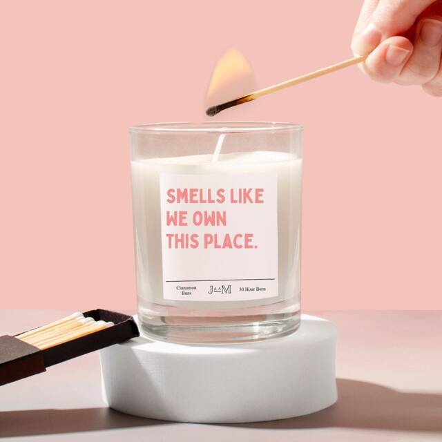 Couple Housewarming Candle. Smells Like We Own This Place. New Home. First - image 1