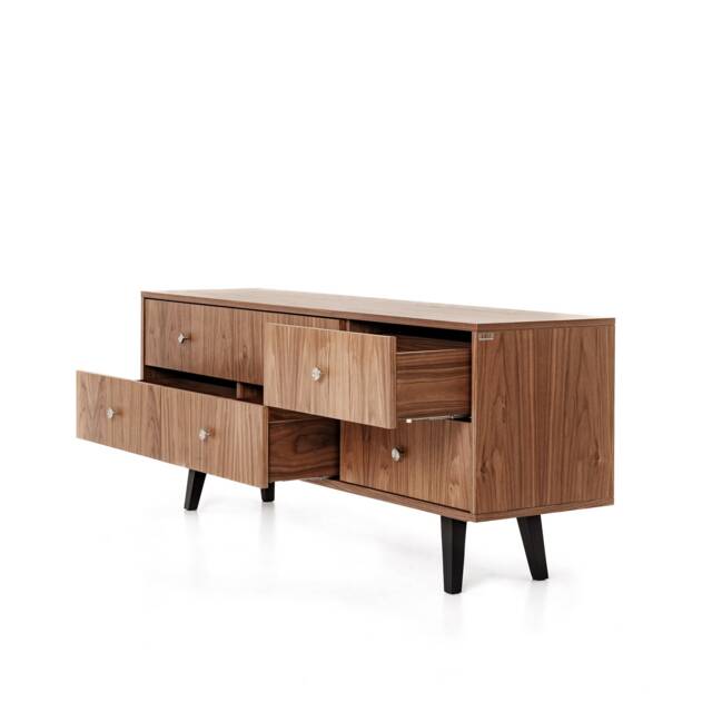 "Mid Century Sideboard, Tv Cabinet, Stand Walnut Veneer 6 Drawers ""Crown" - image 1