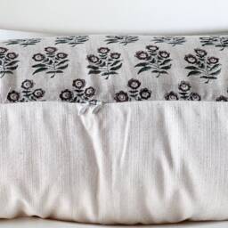 Floral Block Print Lumbar Pillow Cover Boho Farmhouse Decor - 14 X 48 - thumbnail 4