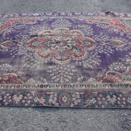 5.9x9.2 Ft Large Rug, Turkish Oushak Rugs, Rugs For Dining Room, Aztec Bedroom Purple Floor Vintage Bohemian Living Room - thumbnail 3