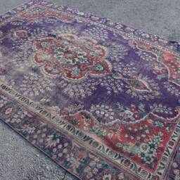 5.9x9.2 Ft Large Rug, Turkish Oushak Rugs, Rugs For Dining Room, Aztec Bedroom Purple Floor Vintage Bohemian Living Room - thumbnail 2