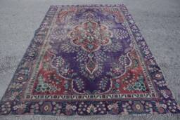 5.9x9.2 Ft Large Rug, Turkish Oushak Rugs, Rugs For Dining Room, Aztec Bedroom Purple Floor Vintage Bohemian Living Room - thumbnail 1