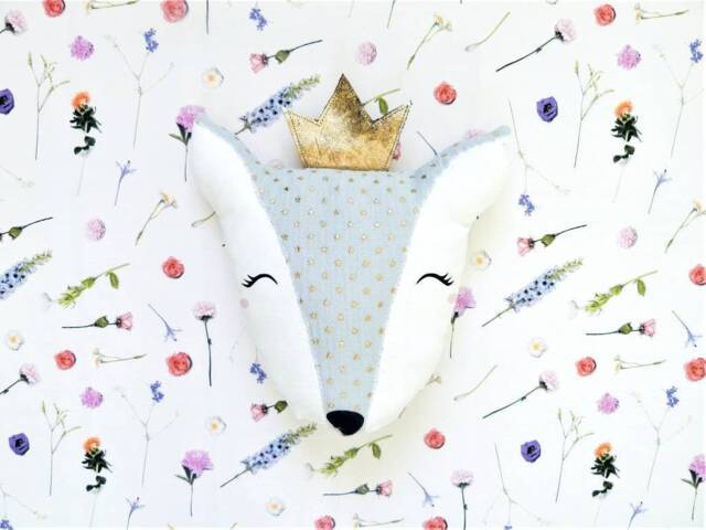 Doe Head Cushion - Animal Fawn Plush Toy Forest Animals Baby Room Decoration Baptism Gift For Godchild - image 1