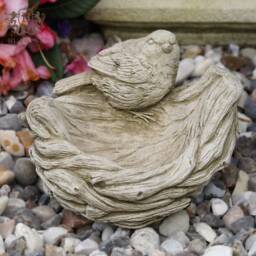 Robin On Nest Stone Bird Feeder - Bath Outdoor Garden Ornament Robins Appear When Loved Ones Near Gift - thumbnail 2