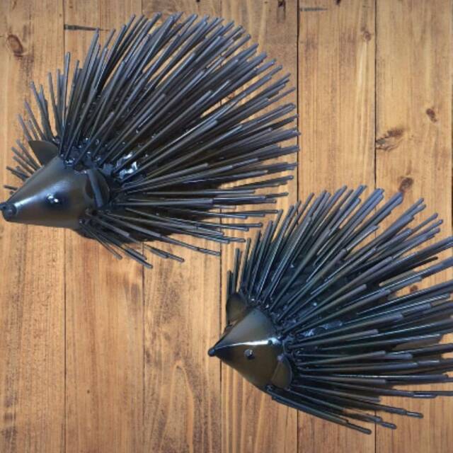 Handcrafted Metal Hedgehogs Outdoor Garden Sculptures. Decoration - 2-4 - image 1
