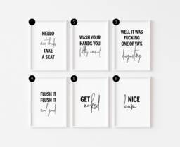 Bathroom Print - Prints Minimalist Wall Art Decor Funny Poster En-Suite Hanging Hello Sweet Cheeks - thumbnail 1