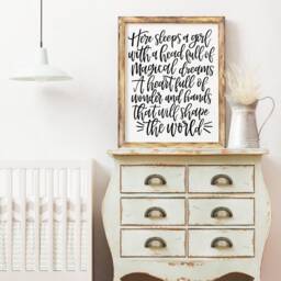 Here Sleeps A Girl Nursery Wall Decor, Digital Quotes & Sayings, Modern Prints, Printable Art - thumbnail 1