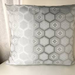White & Silver Decor Pillow Cover, Brocade Case, Japanese Obi Brocade, Sofa Bedding, Japan Throw Kimono Cushion - thumbnail 2