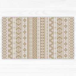 Beige Vinyl Floor Mat With Geometric Pattern. Area Rug An Eclectic Ethnic Design. Kitchen Mat, Printed PVC - Art Mat - thumbnail 1