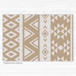 Beige Vinyl Floor Mat With Geometric Pattern. Area Rug An Eclectic Ethnic Design. Kitchen Mat, Printed PVC - Art Mat - thumbnail 2