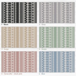 Beige Vinyl Floor Mat With Geometric Pattern. Area Rug An Eclectic Ethnic Design. Kitchen Mat, Printed PVC - Art Mat - thumbnail 3