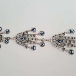 Three Hamsas Wall Hanging - Hand Of Fatima With Turkish Evil Eye Boho Decor, Protection Charm, Housewarming Gift - thumbnail 3