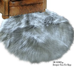 Faux Sheepskin Rug - Round Shag Area Rug, Usa Made - thumbnail 2