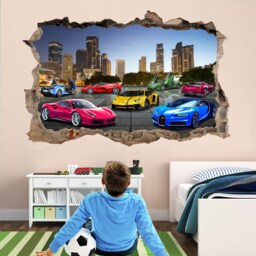 Supercar Wall Sticker For Kids Bedroom - Sports Cars Decal Mural Boys Room Art Decor - Dt24 - thumbnail 1